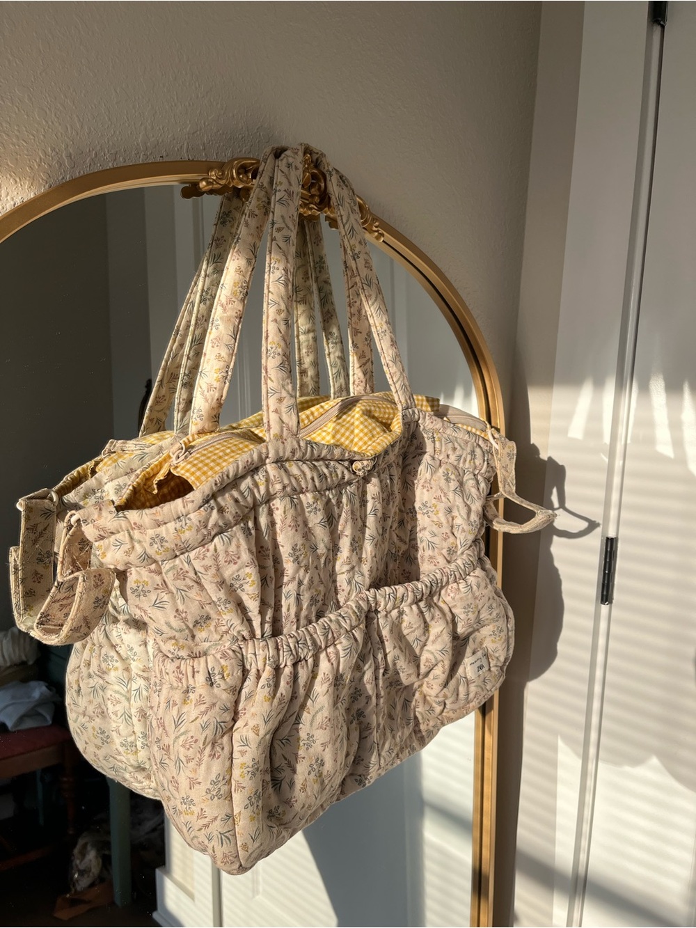 Zara Mommy Bag Cotton Quilted Floral Tote Diaper Bag - Picture 3 of 13